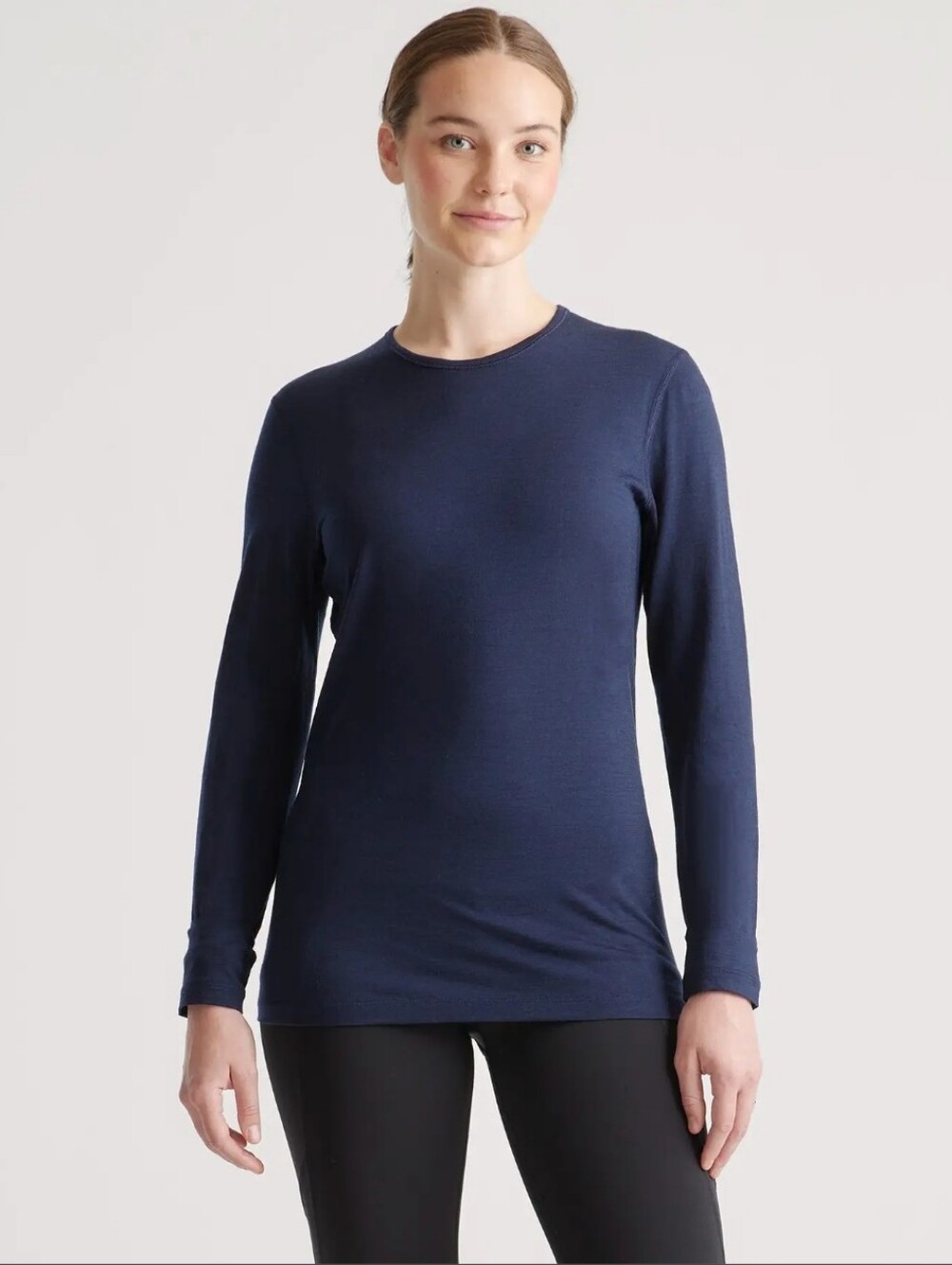 Quince Deep Navy All Season Long-Sleeve Crewneck Top